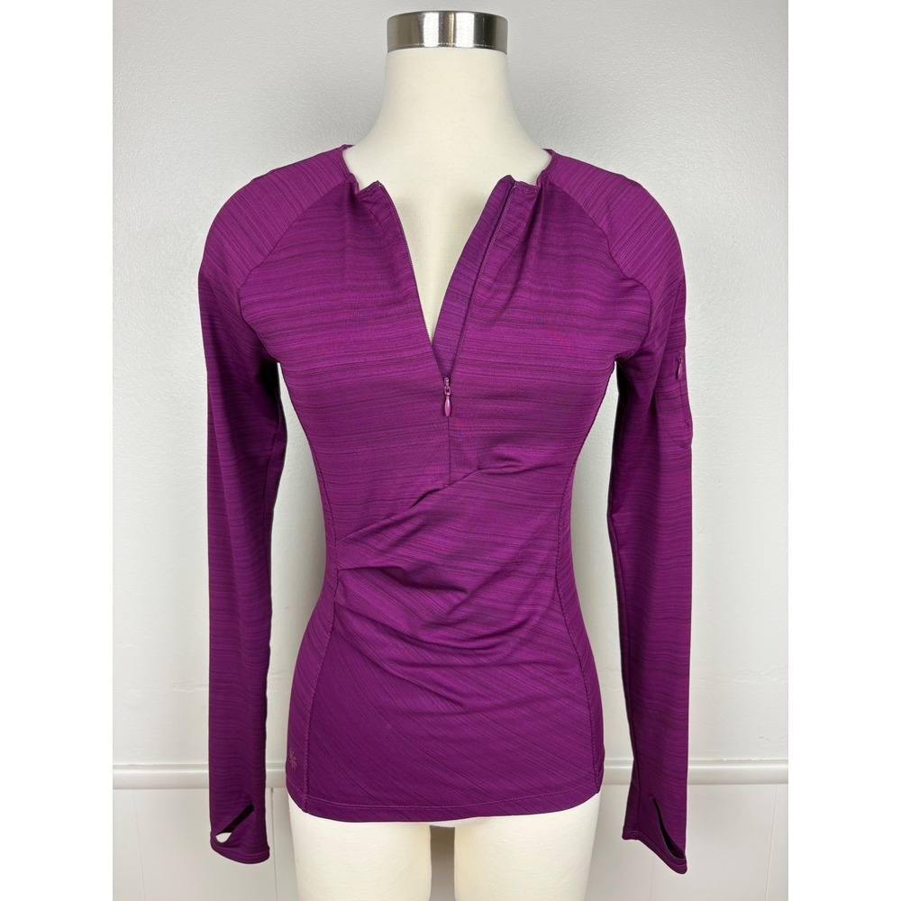 Athleta Pacifica Wrap Front Top Size XS Ruched 1/4 Zip Water Sports Activewear